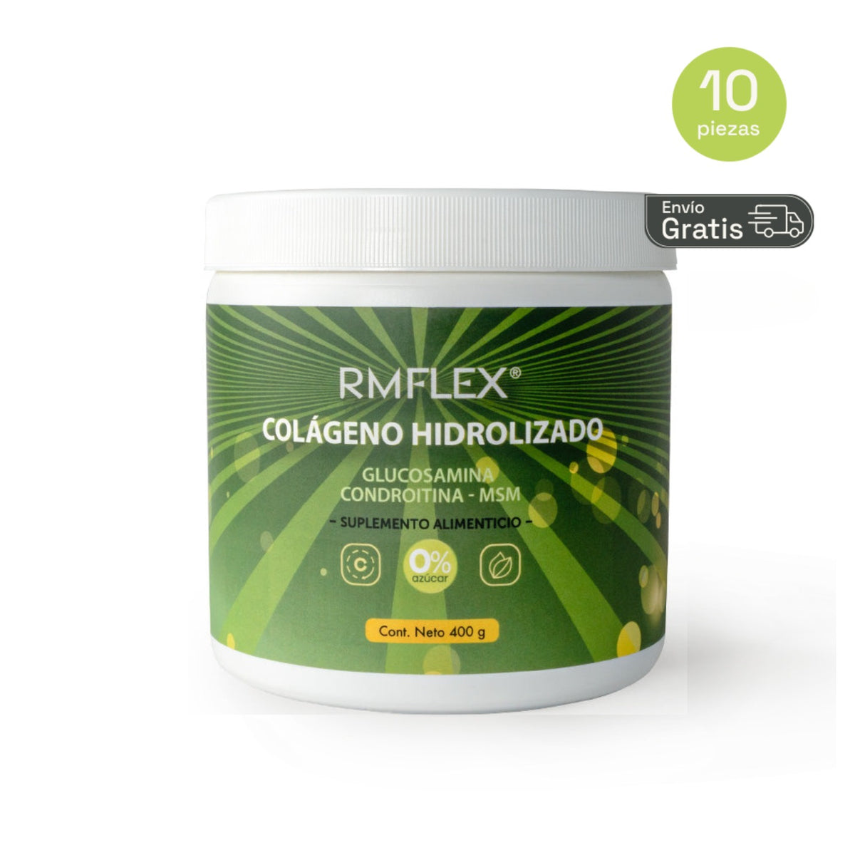 Colágeno hidrolizado, Glucosamina, Condroitina, MSM 400 g RMFLEX